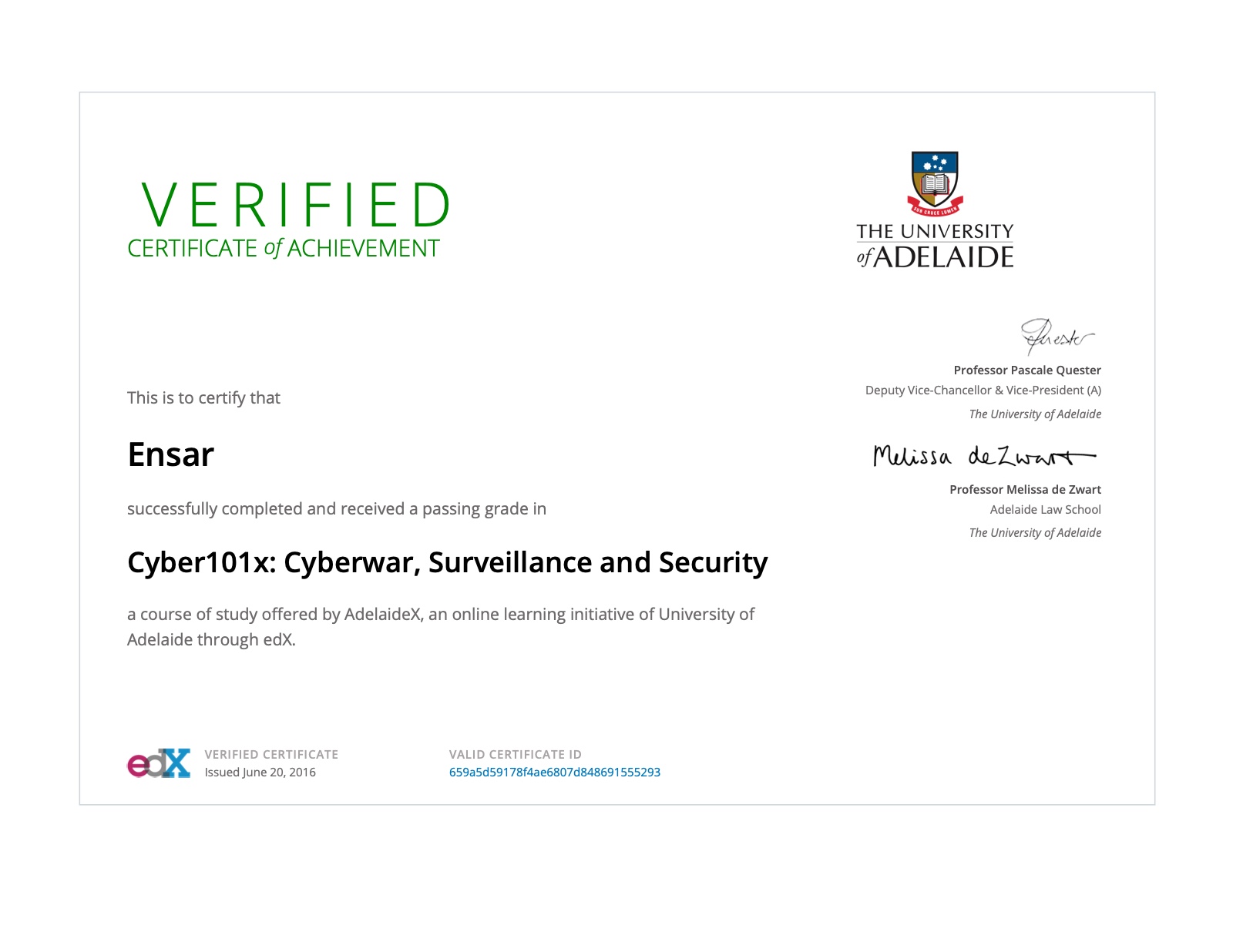 Cyber101x: Cyberwar, Surveillance and Security